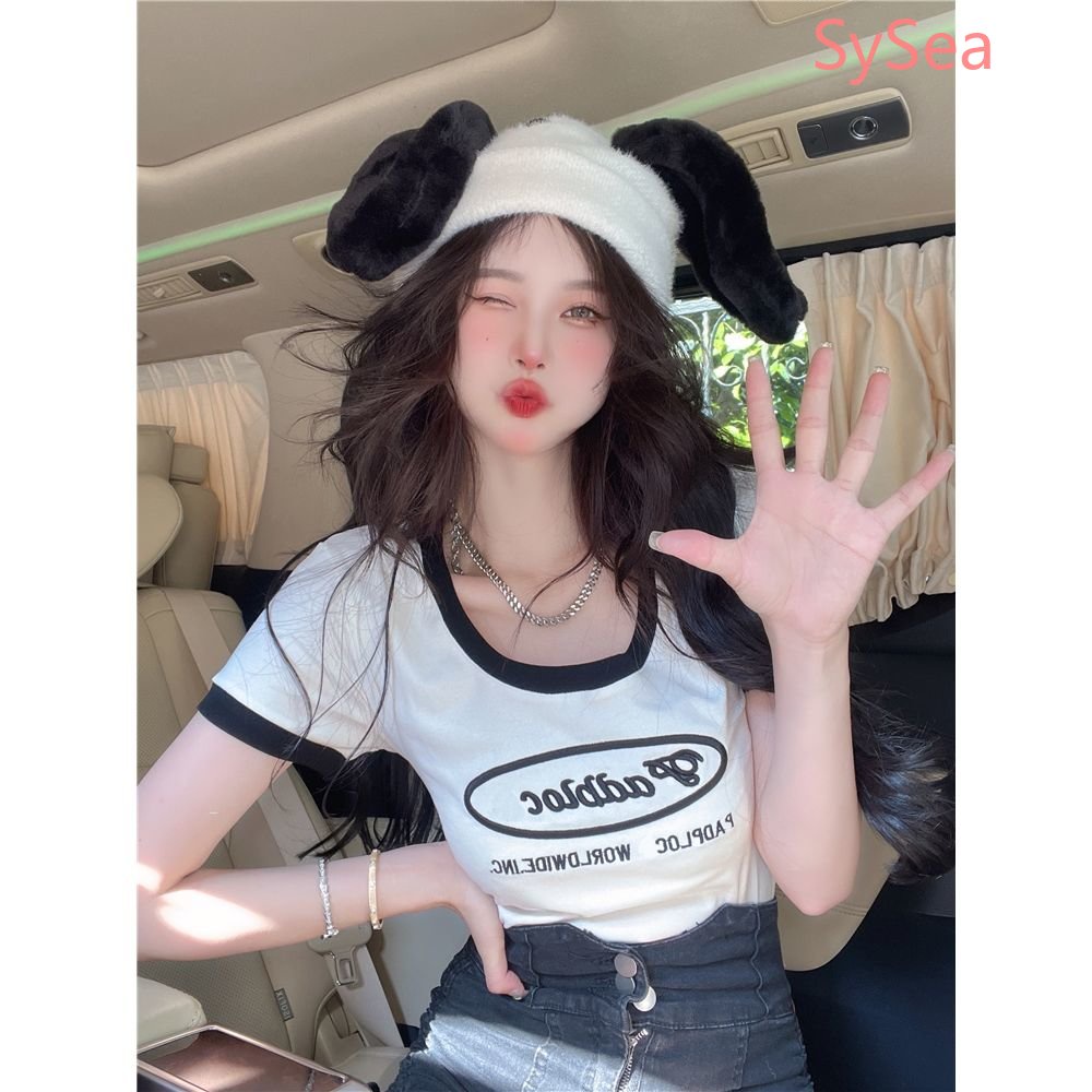 Áo Thun Ngắn Cổ Tròn In Chữ Thời Trang Mùa Hè Quyến Rũ Cho Nữ