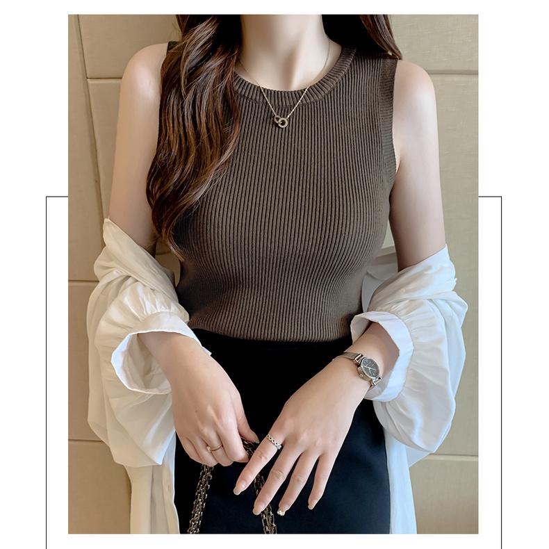 Áo dệt kim SUXI không tay đơn giản thời trang xuân hè cho nữ