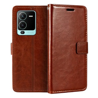 Ốp Bao Da Điện Thoại PU Dạng Ví Nắp Lật Nam Châm Cao Cấp Có Ngăn Đựng Thẻ Và Giá Đỡ Cho Vivo V25 Pro 5G S15 Pro