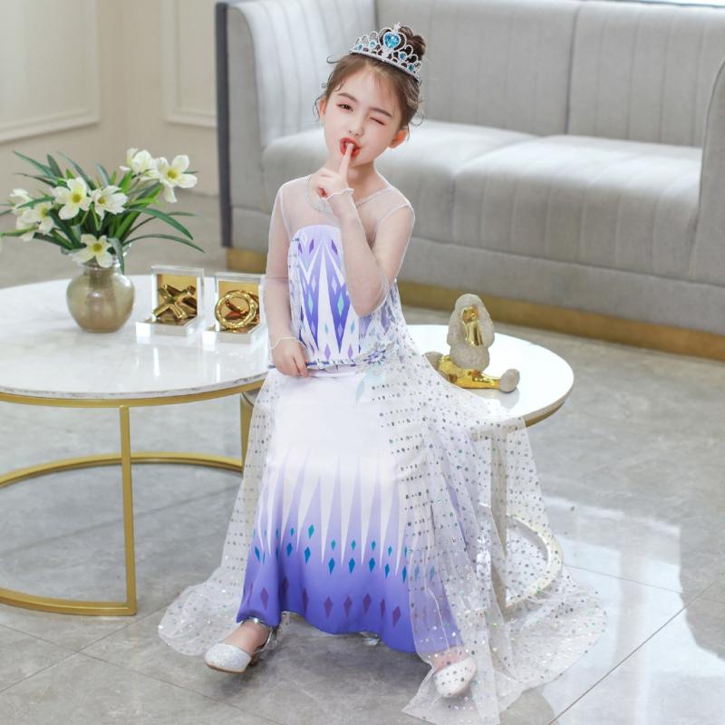 Đầm Công Chúa Elsa Kèm Tóc Giả Cho Bé Gái