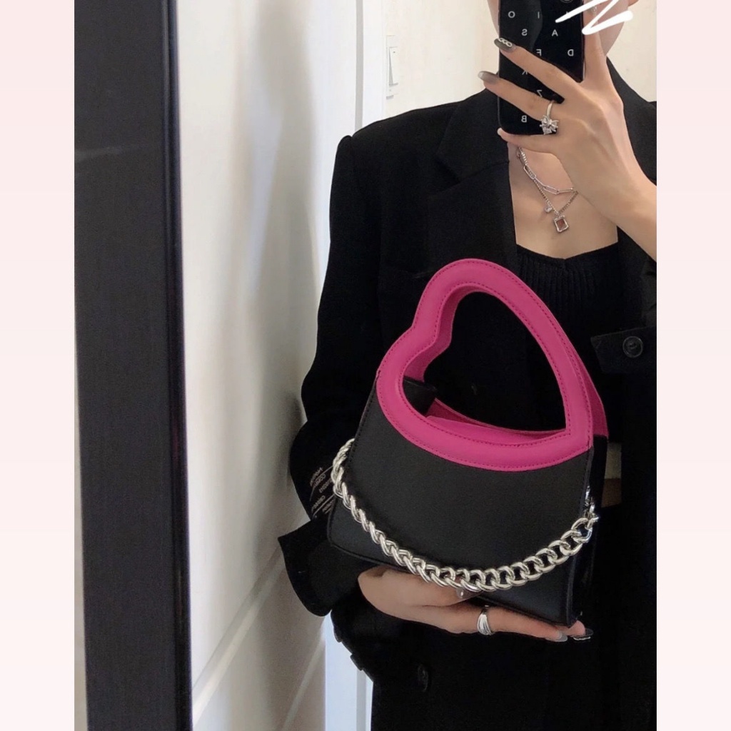 Túi Xách Đeo Vai Hình Vuông Cỡ Nhỏ Phối Dây Đeo Sợi Xích Màu Tương Phản Thời Trang Mới 2022 # 8YFU