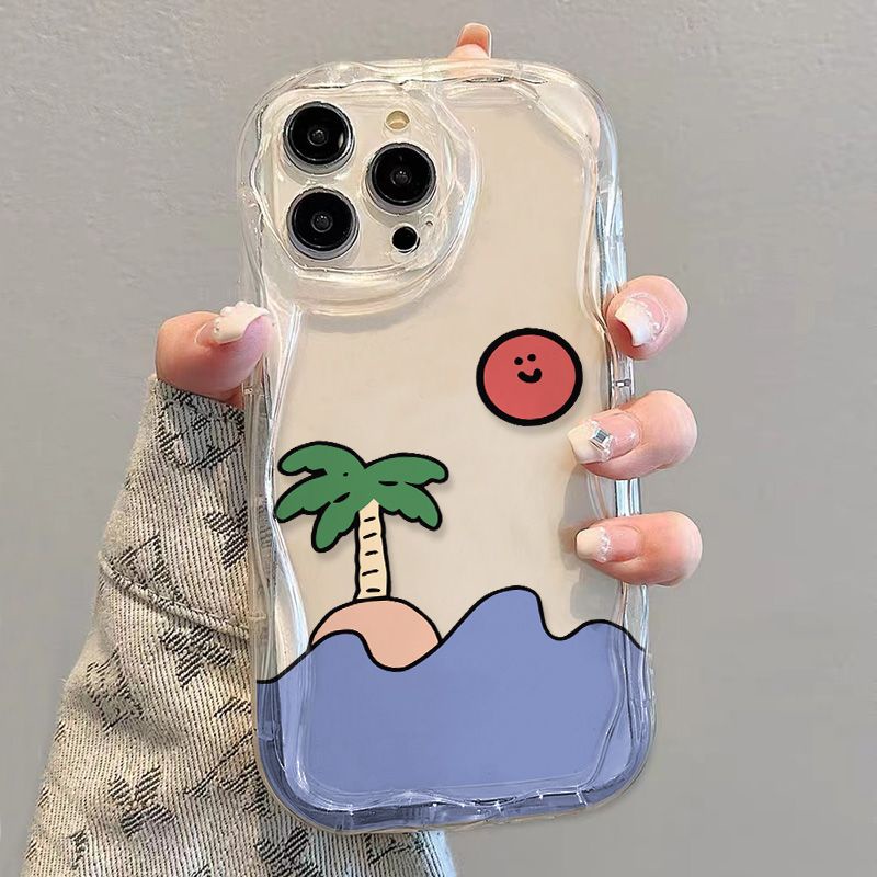 ✅Ốp Điện Thoại Mềm Chống Sốc Họa Tiết Cây Dừa Cho iPhone14 / 13promax 12 / 11 7 / 8p xs / r T5PU