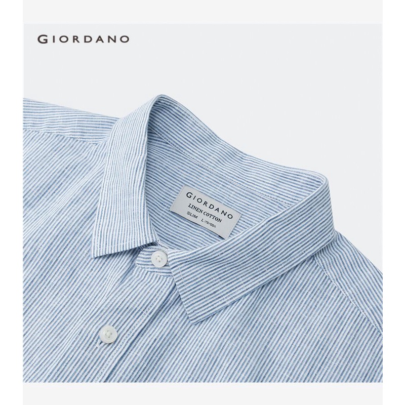 Áo sơ mi GIORDANO 01043480 ngắn tay vải cotton có túi thời trang cho nam