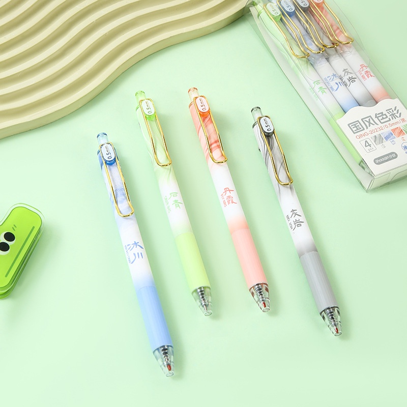 Set 4 Bút Bi Mực Đen Ngòi 0.5mm