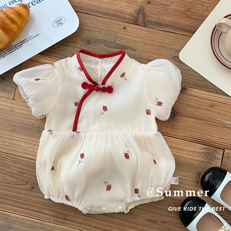 Bộ Áo Liền Quần Tay Ngắn In Hoa Dễ Thương Thời Trang Mùa Hè Cho Bé Gái 0-24 Tháng Tuổi ML949 VGL7