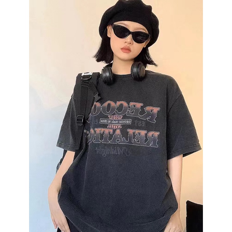 NRVP Áo Thun Đen 100% Cotton Tay Ngắn Dáng Rộng Phong Cách Hàn Quốc Cho Nữ Có Size 5XL