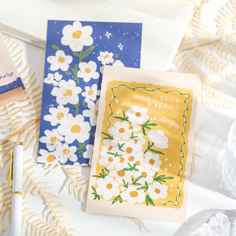 Set 30 Tấm Thẻ Ghi Chú Họa Tiết Hoa Tươi Mới Phong Cách Mùa Hè