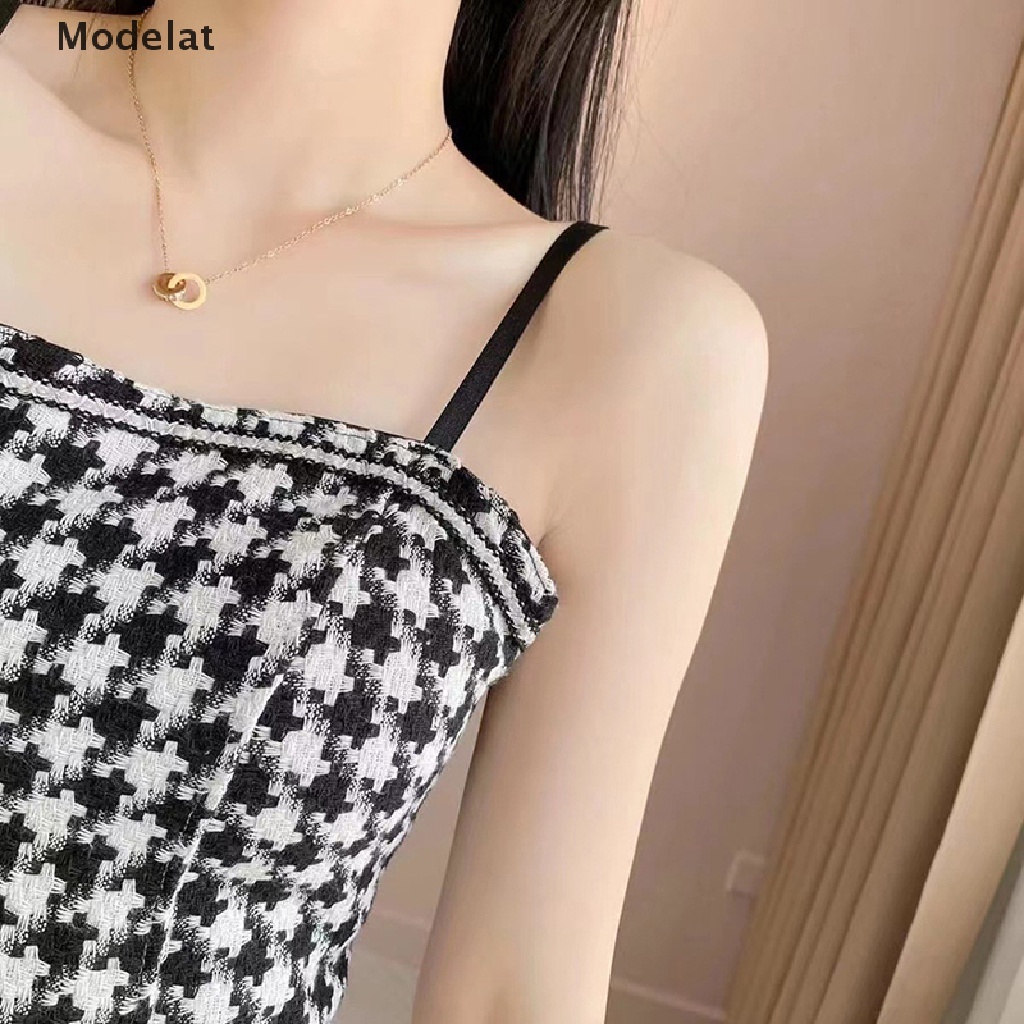 Mfc Áo Hai Dây Kẻ Sọc Ca Rô Dáng Ôm Màu Sáng Kiểu Vintage Dễ Phối Đồ Thời Trang Cho Bạn Gái