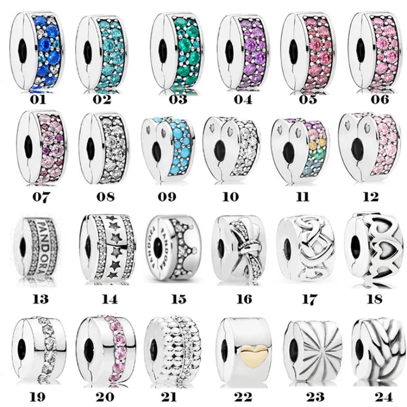 Charm Pandora bạc 925 nhiều mẫu đính đá lấp lánh dùng làm trang sức diy