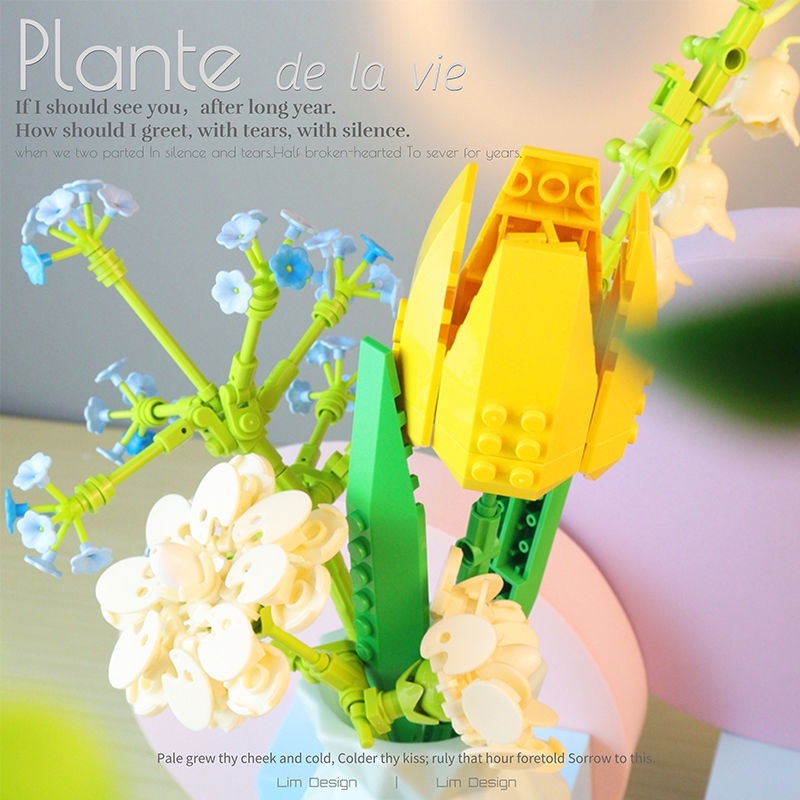 Bộ Đồ Chơi Lắp Ráp Hình Bó Hoa Hồng Sáng Tạo DIY Dành Cho Bé Gái