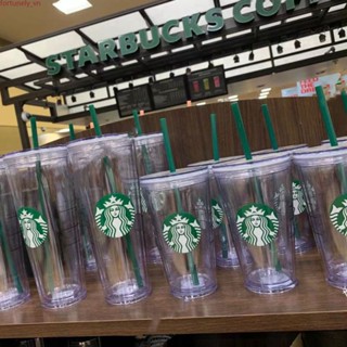 [Hàng Có Sẵn] CốC Starbucks Giữ Lạnh Trong Suốt Được Đánh Giá Cao Cốc Nhựa Trong Suốt Hai Lớp Mới Cốc Nước Sáng Tạo