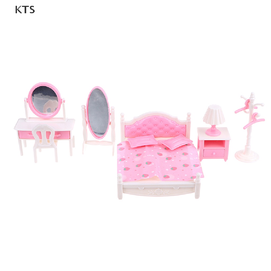 Bộ Mô Hình Giường Ngủ Mini Tỉ Lệ 1: 12 Dùng Để Trang Trí Nhà Búp Bê