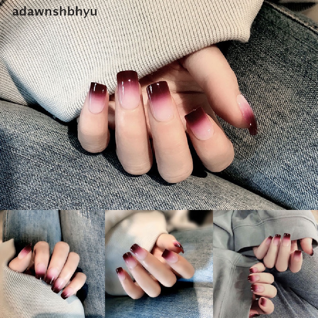 Bộ 24 Móng Tay Giả Dài Màu Gradient Kèm Keo Dán Tiện Dụng