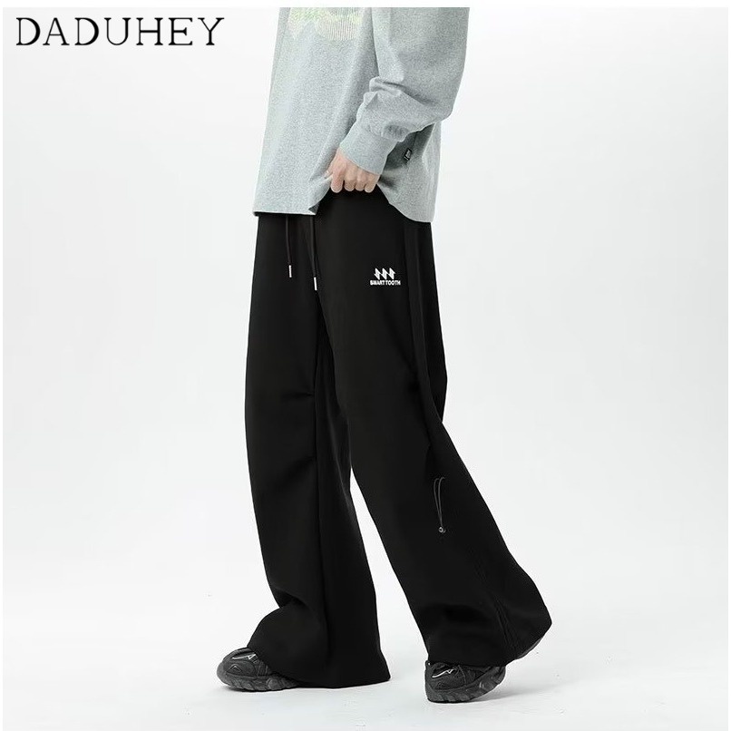 DaDuHey Men's 2023 New Hong Kong Style Fashion Printed All-Matching Sweatpants Loose Sports and Leisure Jogging Pants
