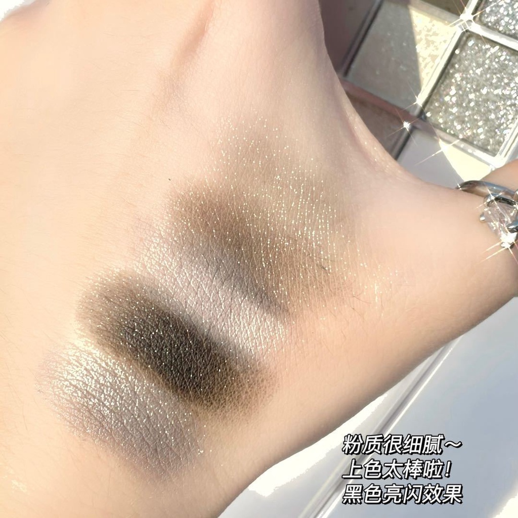 Bảng phấn mắt Mjgigi 9 màu khói tông lì ánh kim bạc đen ngọc trai