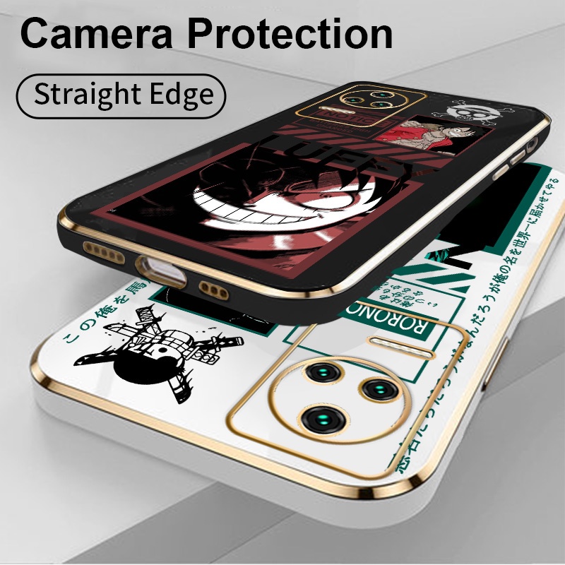 Ốp Điện Thoại Silicon Vuông Mạ Điện Hình Anime One Piece Cho Xiaomi Poco F4 F4 GT Redmi K40S K50