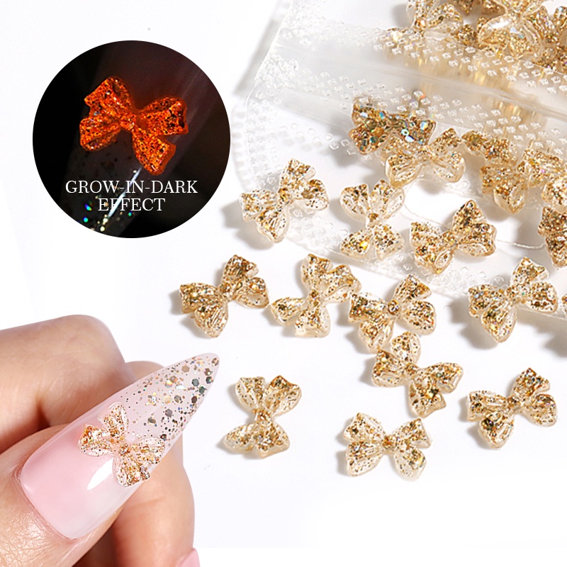 UR SUGAR Hộp Phụ Kiện Trang Trí Móng Tay Hình Nơ 3D Lấp Lánh DIY