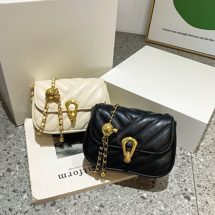 Túi Đeo Vai Dây Xích Màu Đen / Trắng Thời Trang Cao Cấp Cho Nữ