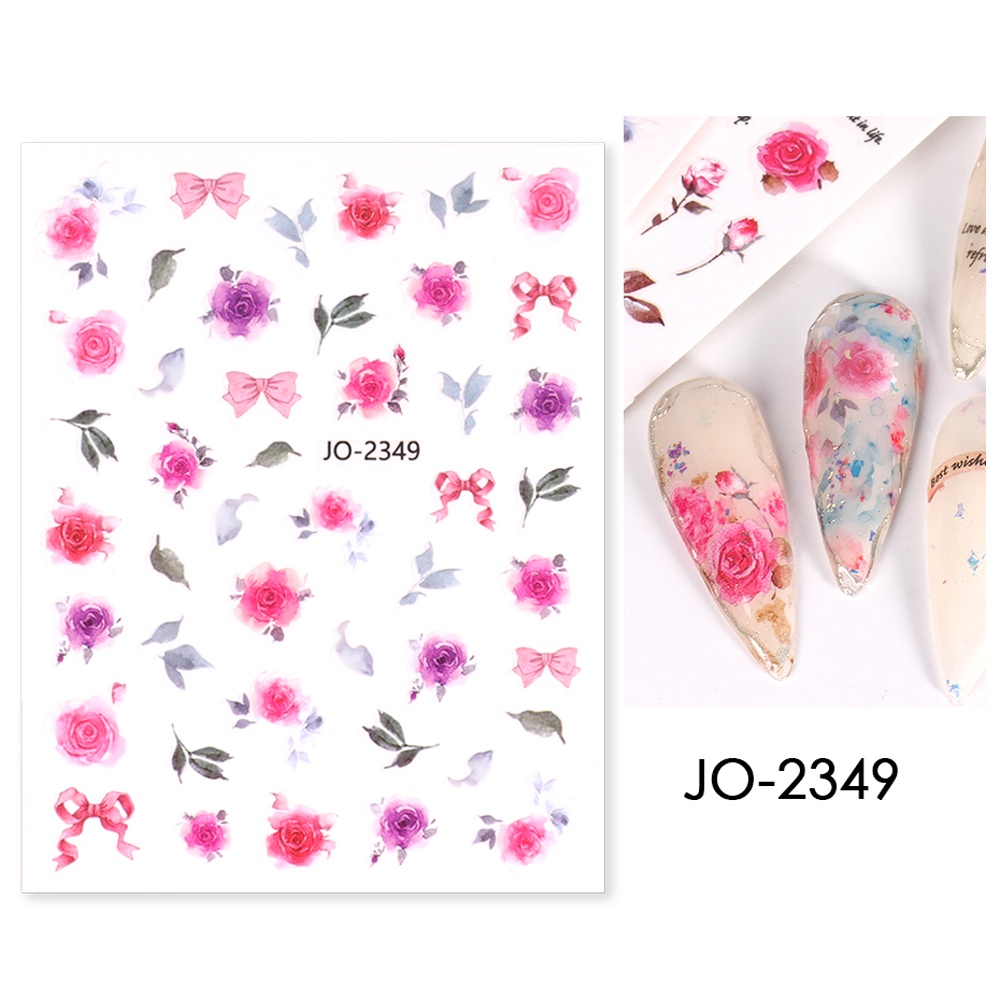 Miếng Dán Trang Trí Móng Tay Hình Hoa Hồng / Lá / Bươm Bướm Độc Đáo DIY