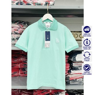 Áo thun cổ trụ mlb xanh mint vnxk - cotton cá sấu 100%