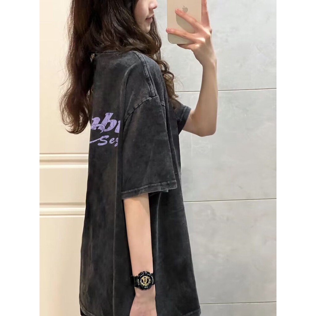 NRVP Áo Thun 100% Cotton Tay Ngắn Dáng Suông In Họa Tiết Hoạt Hình Phong Cách Hàn Quốc Cho Nữ