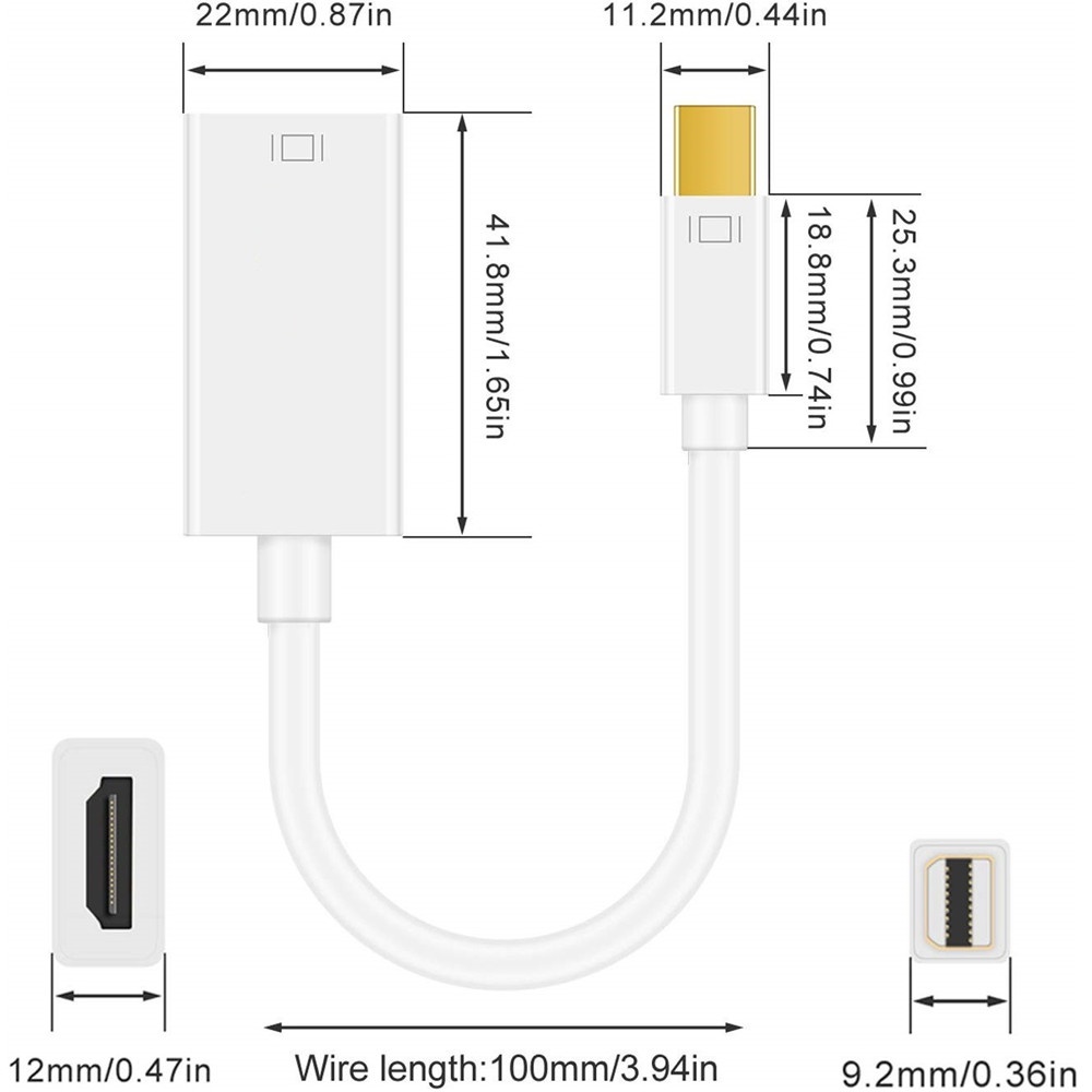 Cáp ChuyểN ĐổI Mini DP Sang HDMI 4K 1080P Cho Macbook / MáY ChiếU / Laptop