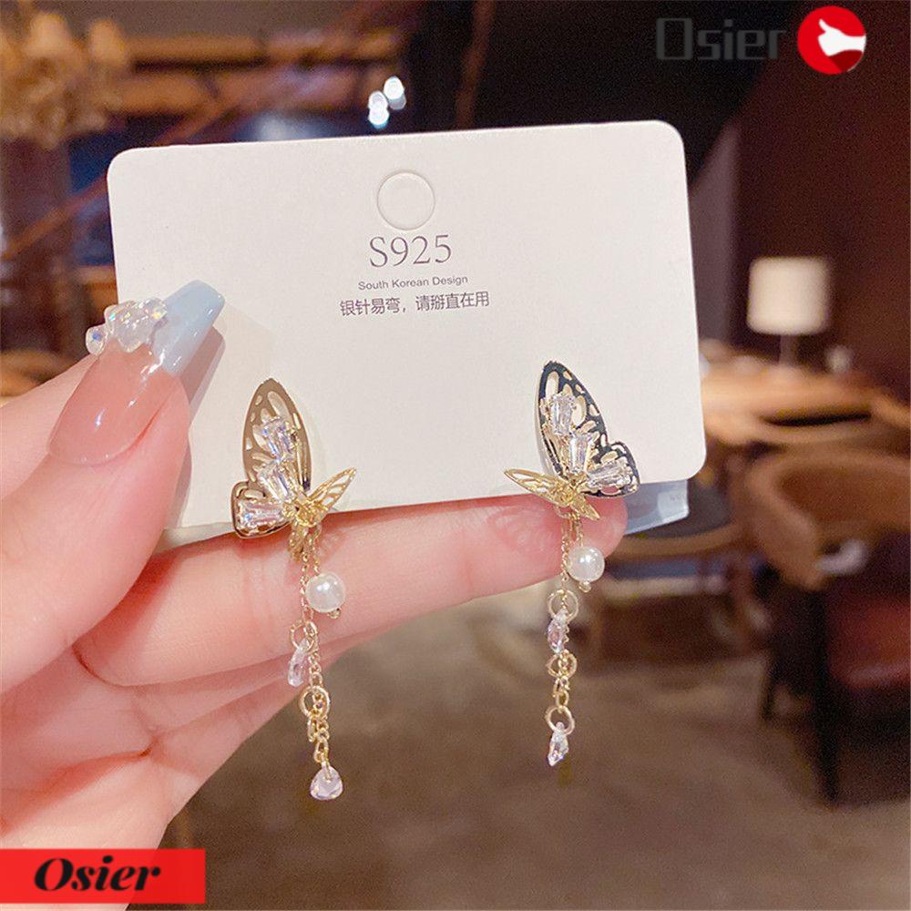 1 Đôi Bông Tai Dáng Dài Tua Rua 3D Phong Cách Hàn Quốc Cho Nữ