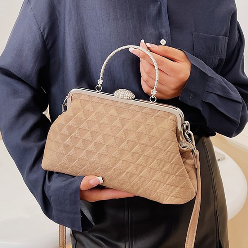 Túi Xách Đeo Vai Có Kẹp Màu Vàng Kim Phong Cách Âu Mỹ Cổ Điển Thời Trang Cho Nữ