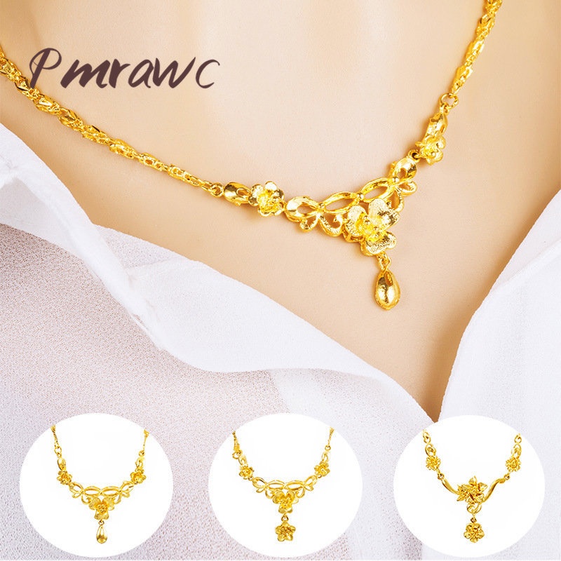 Dây Buộc Tóc Pmrawcc Chất Lượng Cao | Vòng cổ Mạ Vàng 24K Mặt Hình Hoa Hồng FS742