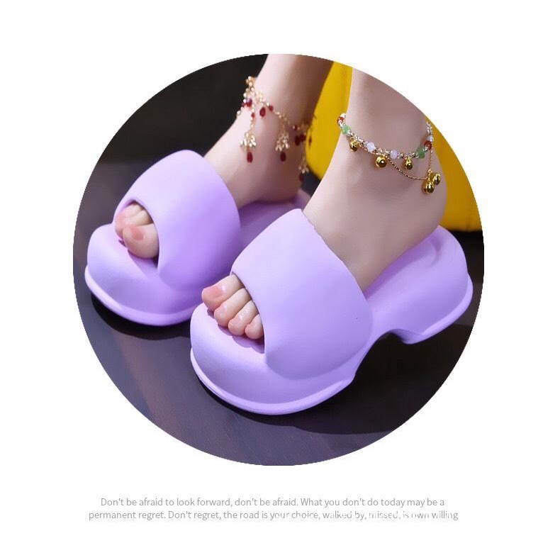 Dép nữ quai ngang, dép bánh mì đế cao 4,5 CM chất liệu EVA đúc nguyên khối kiểu dáng sang chảnh, siêu êm ái.