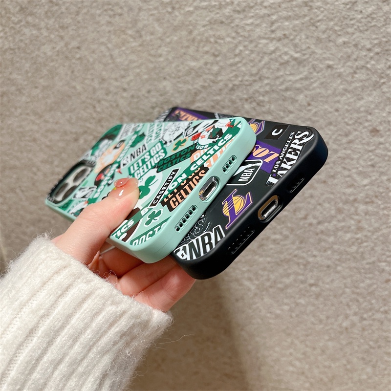 Ốp Điện Thoại Silicon Mềm Viền Đen Hình NBA LAKERS Cho IPhone 14 13 Pro MAX 12 Pro MAX 11 Pro MAX XS MAX XR X 7 8 Plus