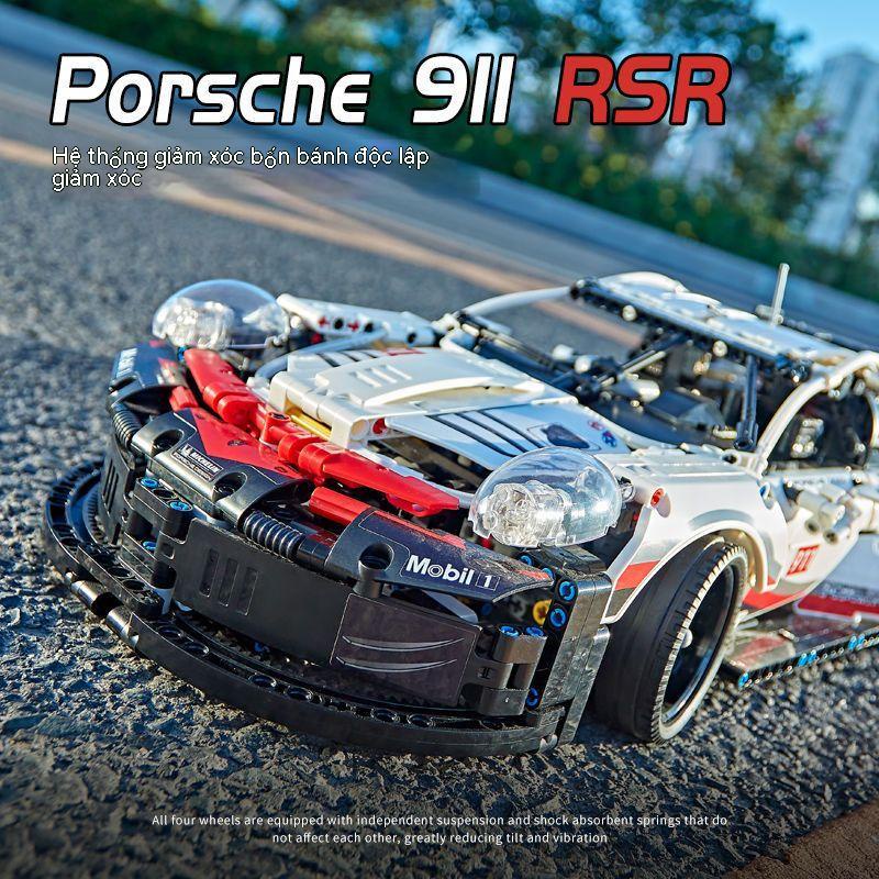 Tương thích Lego lắp ráp Porsche 911RSR mô hình xe điều khiển từ xa quà tặng bé trai khối xây dựng đồ chơi