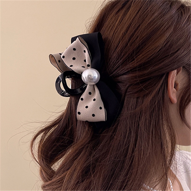 Kẹp Tóc Nơ Họa Tiết Chấm Bi Phong Cách Retro 2023