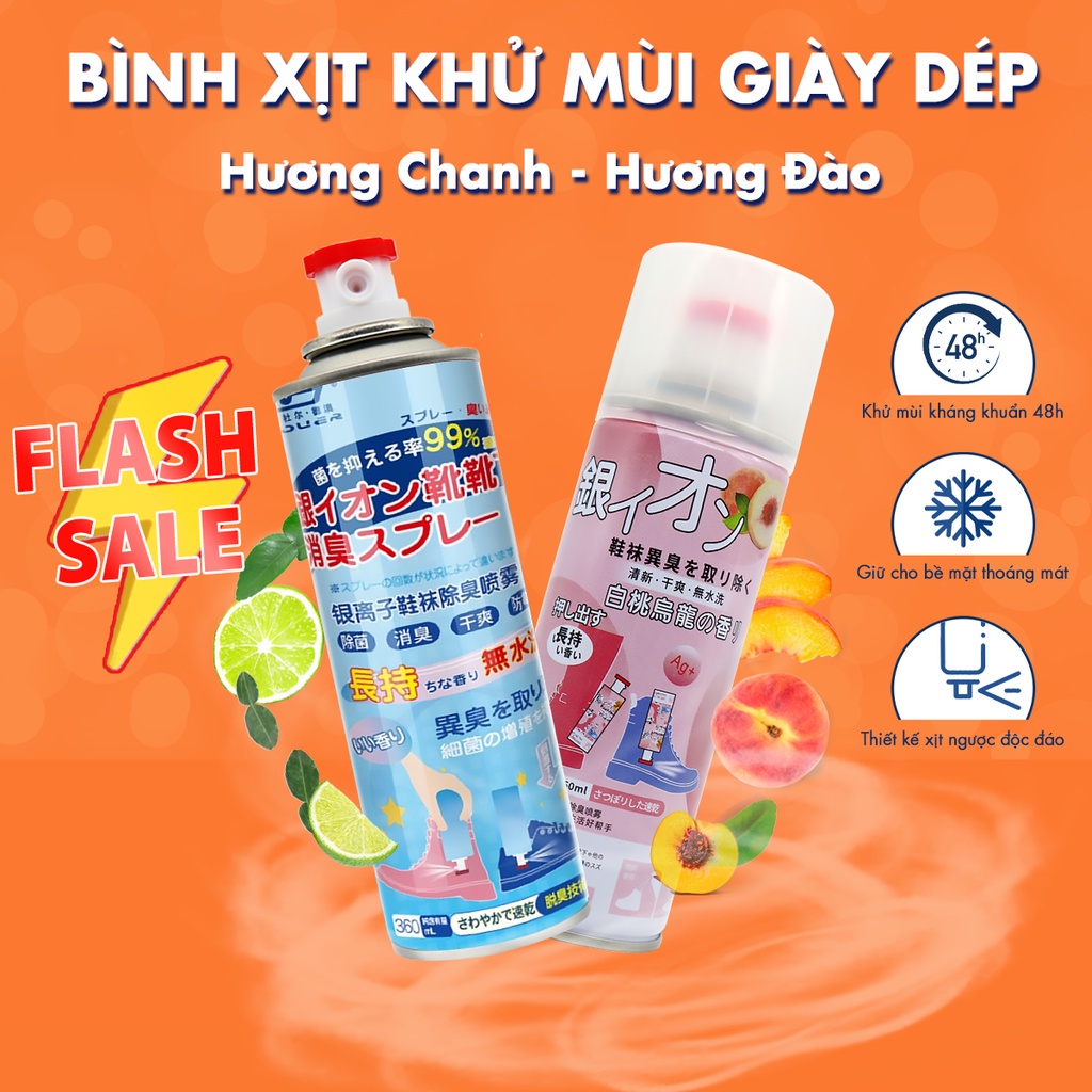 Bình xịt khử mùi hôi giày dép Nano Bạc diệt khuẩn, chai xịt làm thơm tủ quần áo, hết mùi tất chân, vớ chân lưu hương lâu
