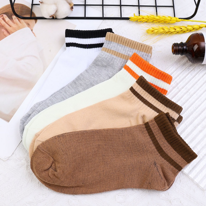 Vớ Thể Thao Cổ Thấp Kẻ Sọc Màu Sắc Ngẫu Nhiên Thoáng Khí Thời Trang Cho Nữ