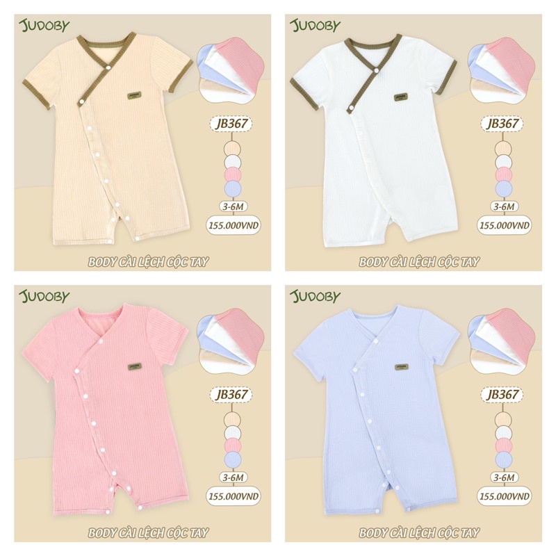 Body sơ sinh Judoby-Dokma, Body cộc tay cài lệch chất Modal gân mềm mịn mát cho bé 1-6 tháng,