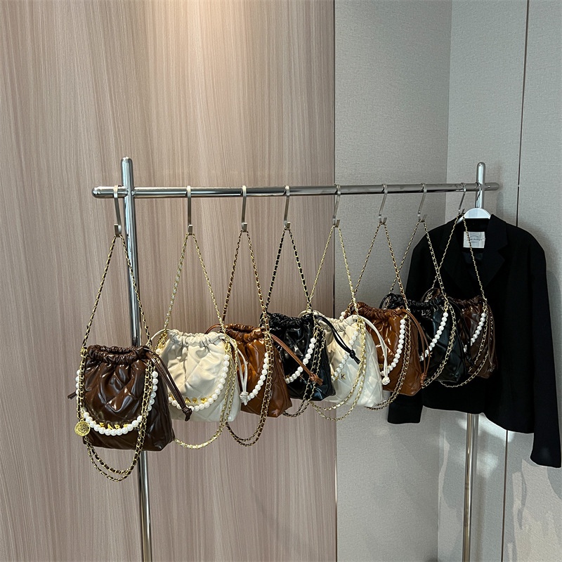 Túi Xách JASMIN NOIR Đeo Chéo Họa Tiết Sọc Caro Đính Ngọc Trai Thời Trang Dành Cho Nữ