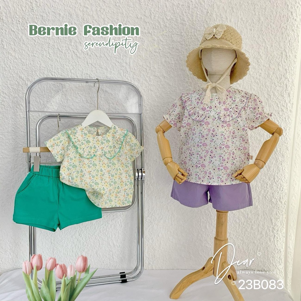 Sét bộ bé gái BERNIE hoa nhí quần kaki phong cách Hàn Quốc siêu kute và dễ thương cho bé từ 9kg tới 24kg