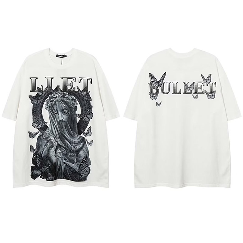 Áo Thun Tay Ngắn Cổ Tròn In Hình Thời Trang Mùa Hè Phong Cách Harajuku Cho Nam