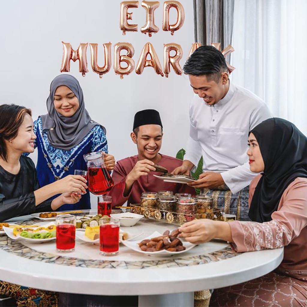Bộ Bong Bóng Màng Nhôm Hình Chữ Eid Al-Fitr Trang Trí Lễ Hội
