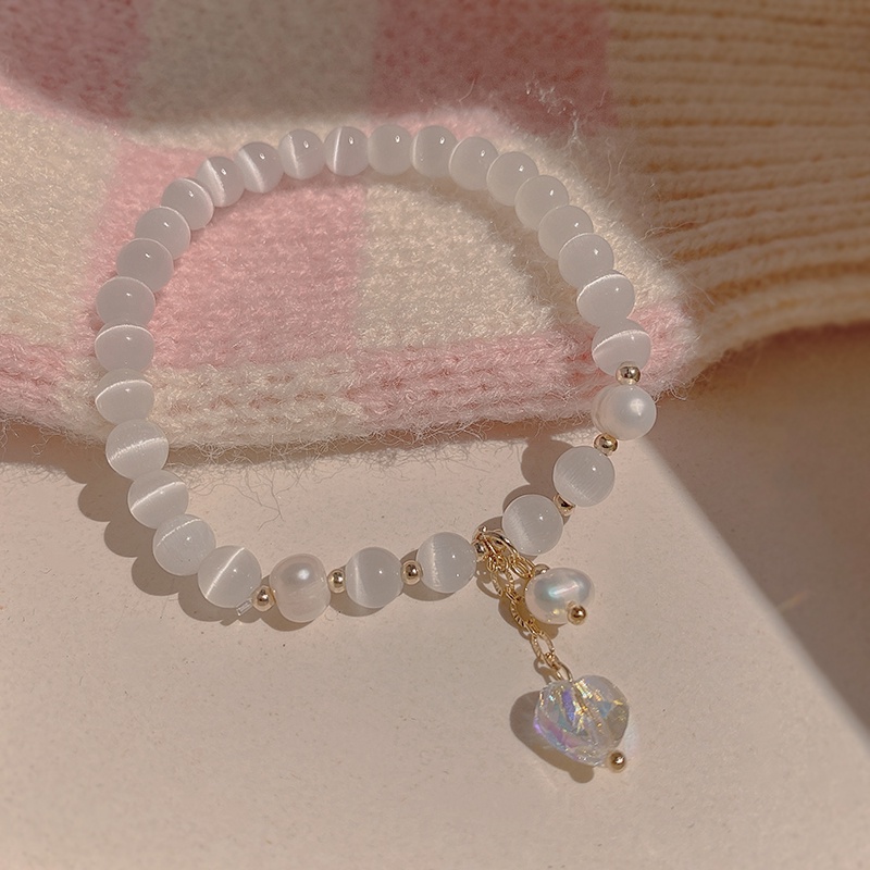 Vòng Tay Ngọc Trai Mặt Trái Tim Thời Trang Cho Nữ