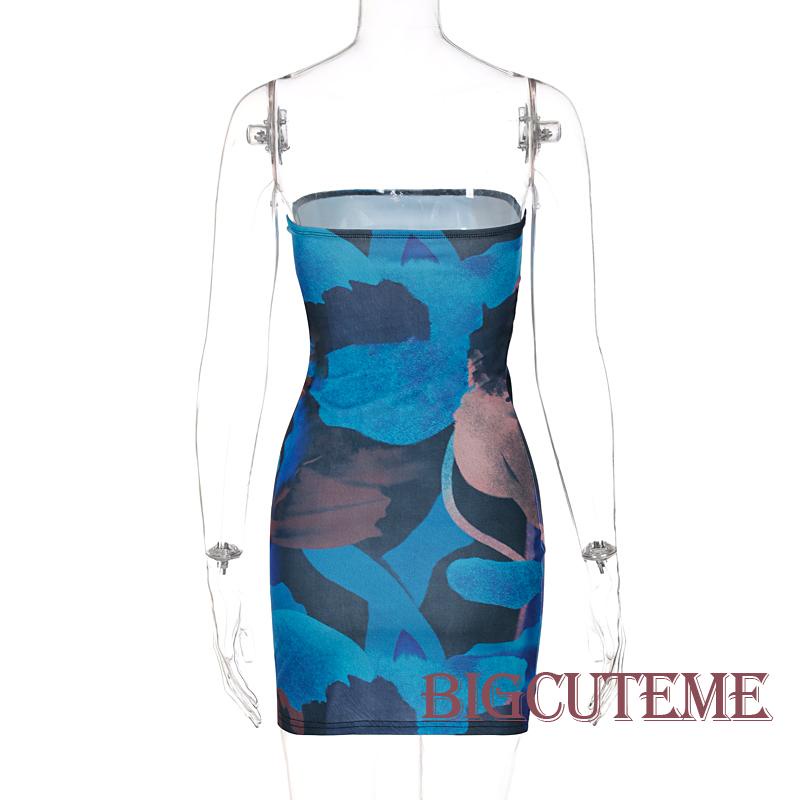 [] - Đầm Ôm Mini Không Tay Không Dây In Họa Tiết Trừu Tượng Thời Trang Dành Cho Nữ