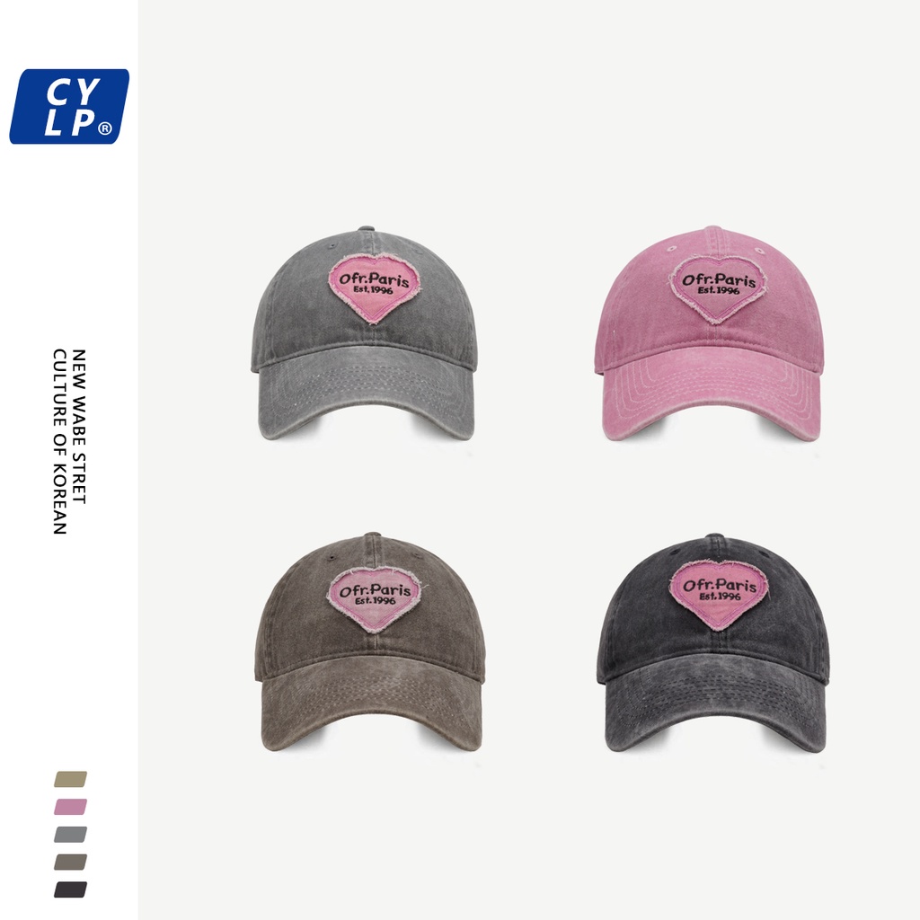 Mũ Lưỡi Trai Mềm Thêu Hình Trái Tim Phong Cách Hàn Quốc Cho Cặp Đôi