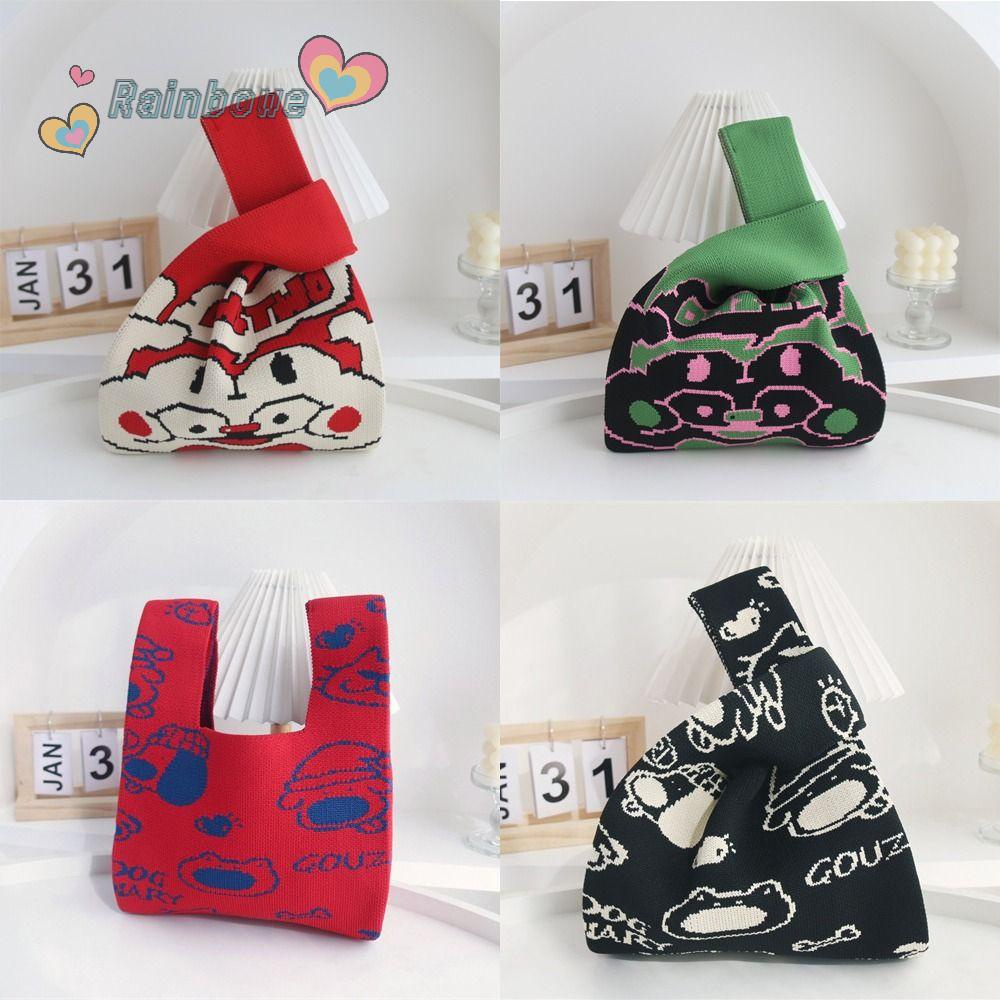 Túi Xách Đan Len Màu Cầu Vồng Thời Trang Cho Nữ