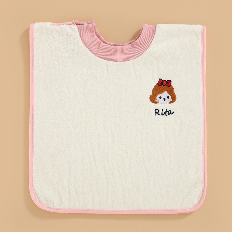 MOMCHOOSE Yếm Ăn Vải Nhung San Hô Chống Thấm Nước Kiểu Công Chúa Dễ Thương Cho Bé Sơ Sinh