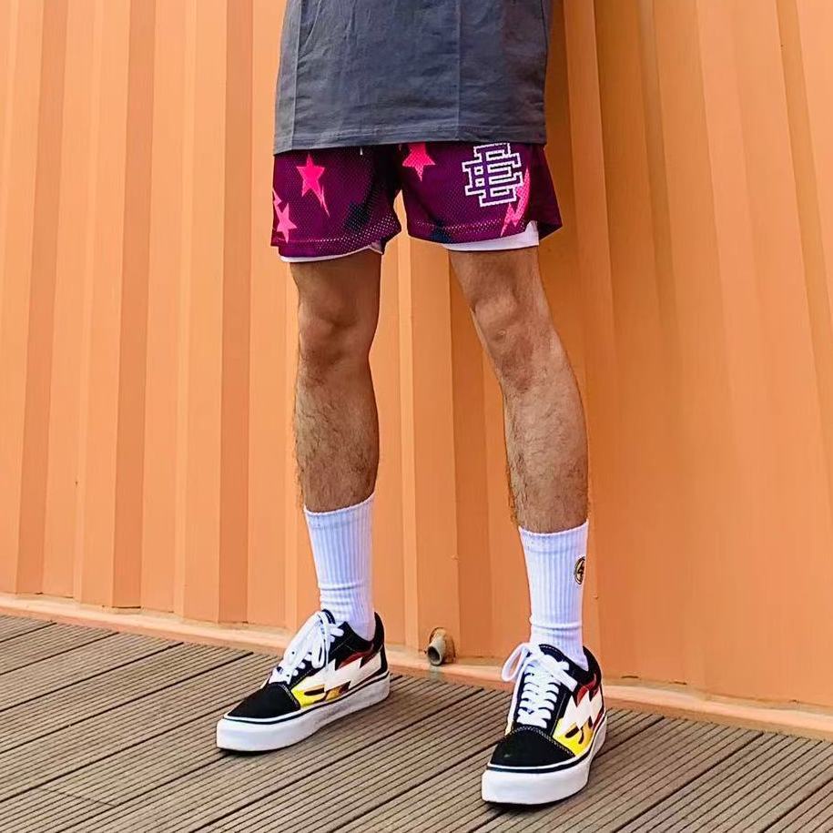 Eric Emanuel EE Quần Short Thể Thao Giả Hai Mảnh Dài Đến Đầu Gối Nhanh Khô Phong Cách Đường Phố Mỹ