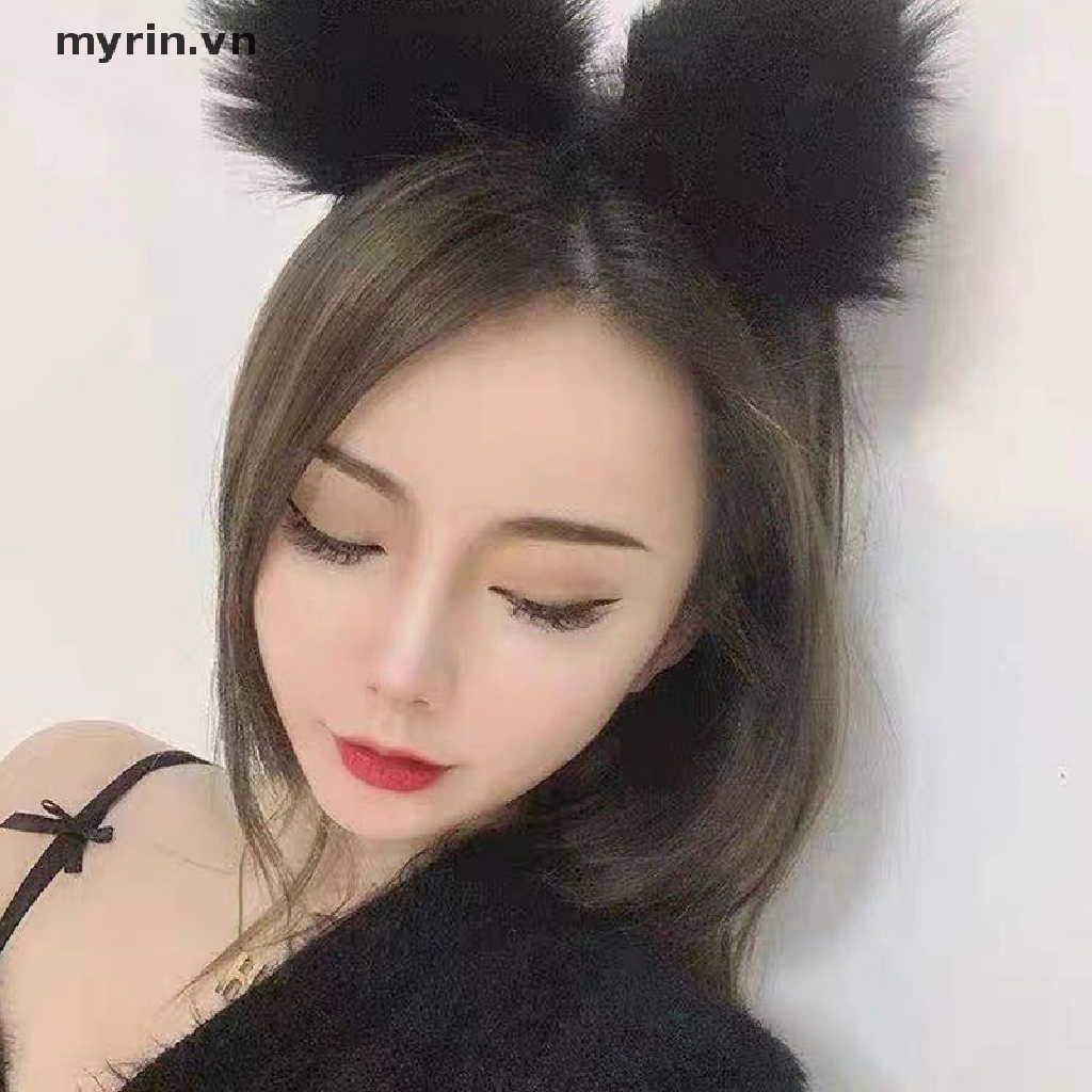 Băng Đô Tai Mèo Phối Lông Xù Dễ Thương Dành Cho Nữ