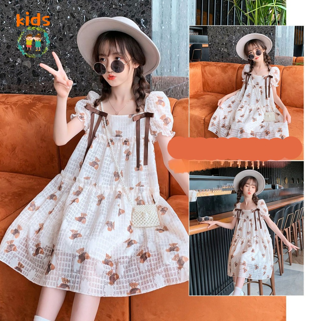 Đầm Mùa Hè Tay Ngắn Phong Cách Thời Trang Mới Dành Cho Bé Gái 3-5 - 8-10 - 12-13 Tuổi