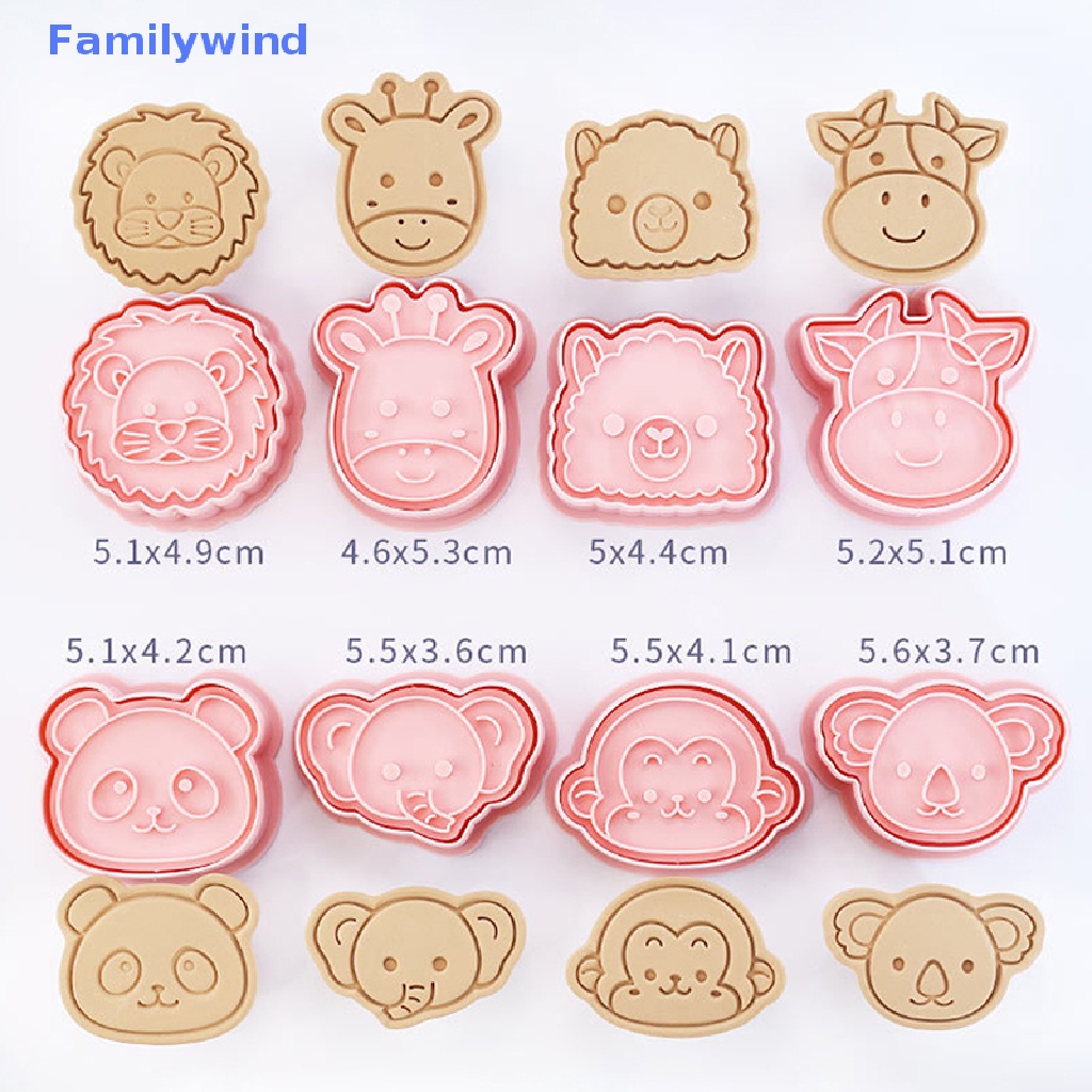 Set 8 Khuôn Cắt Bánh Quy Dạng Nhấn Hình Động Vật Hoạt Hình