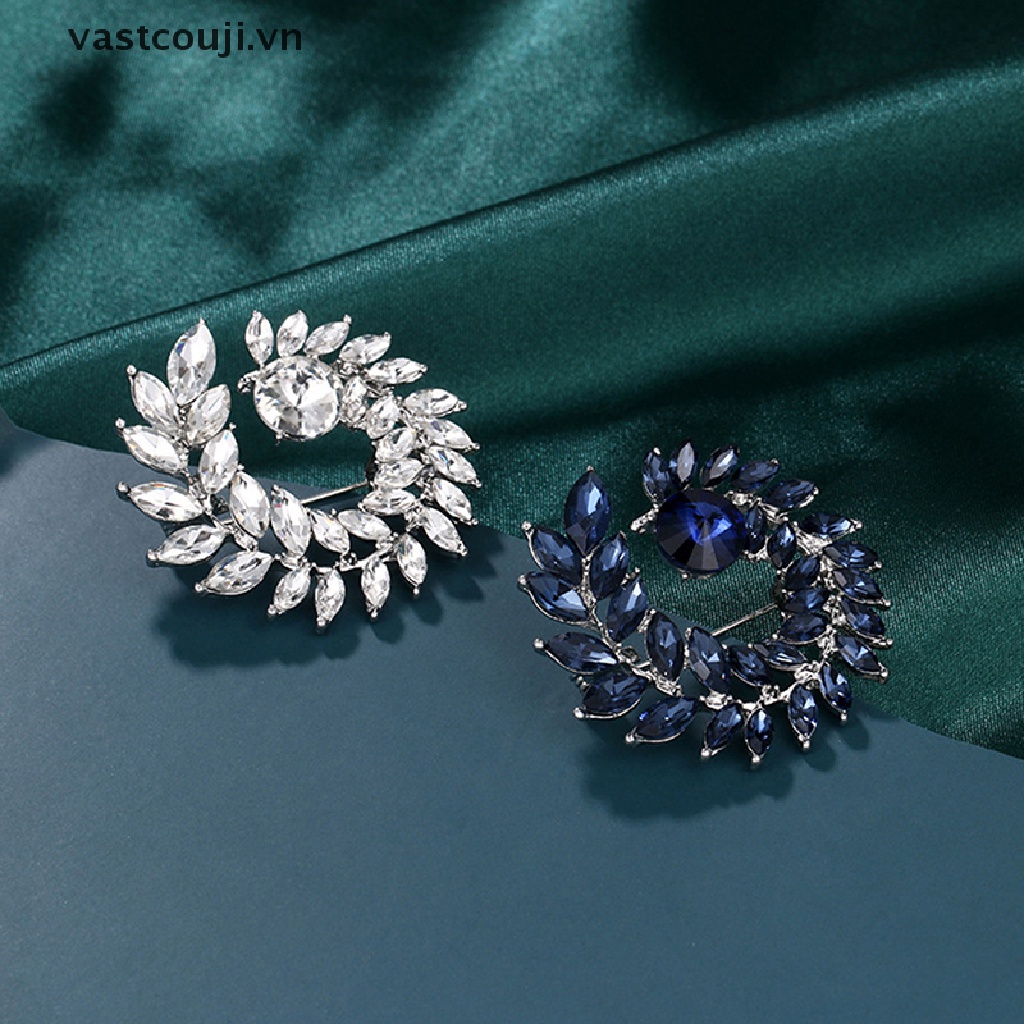 Ghim Cài Áo Hình Lá Olive Đính Đá Pha Lê Thời Trang Cho Nữ